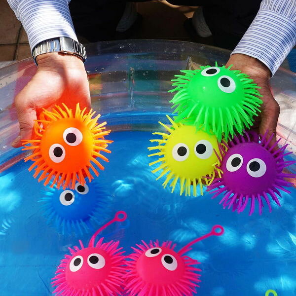光るピカピカもじゃもじゃヨーヨーBIG　10個＋予備2個 / 縁日 景品 光る おもちゃ