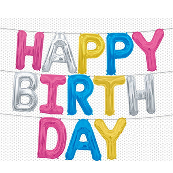 Rakuten - 「HAPPY BIRTHDAY」アルファベット風船　マルチカラー