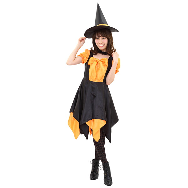Rakuten - ハロウィンコスチューム　デコリボンウィッチ（オレンジ）