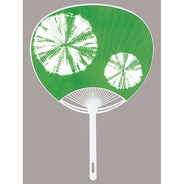 ポリ骨うちわ[団扇](20本)　絞り三色　緑