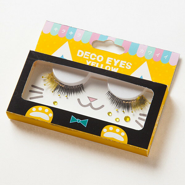 ハロウィングッズ　DECO EYES　イエロー / フェイスシール つけま ライン/ メール便可