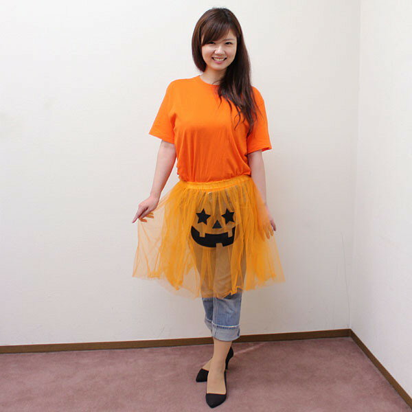 樂天商城 - ハロウィン　チュールスカート　パンプキン
