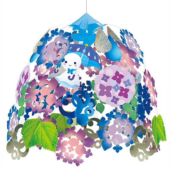 Business Products Services - アジサイ装飾　てるてる坊主　あじさい2段センター　H60cm / ディスプレイ 飾り 装飾 店 店舗 紫陽花 梅雨 夏 初夏