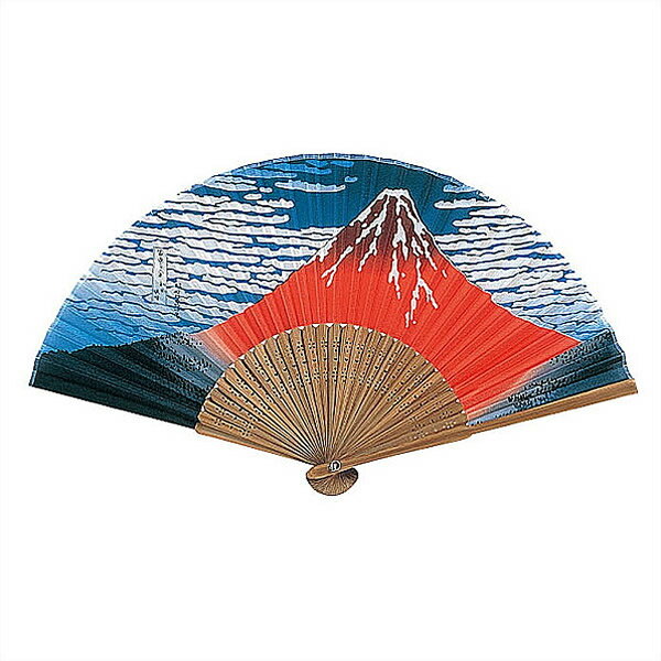 和柄扇子(5本)　唐木中彫　北斎赤富士