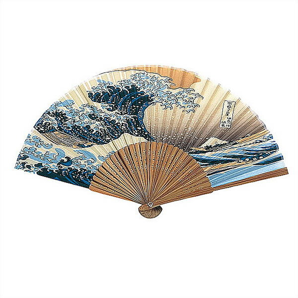 和柄扇子(5本)　唐木中彫　北斎浪裏