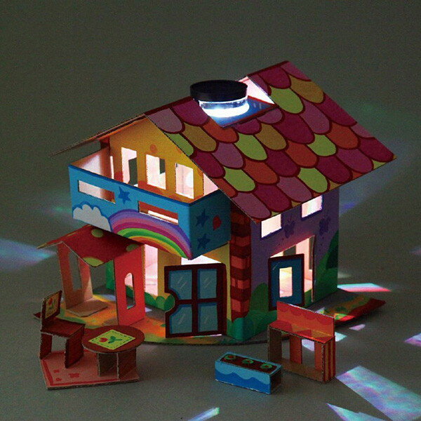 お絵描き工作キット　キラキラLEDハウス LEDフラッシュライト付/家で作る 家で遊ぶ 趣味を作る 家でできる工作 おうち遊び