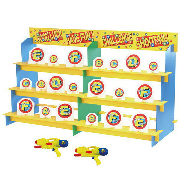 水てっぽうで、射的イベント大会 ディスプレイ台ワイド140cm / 動画有