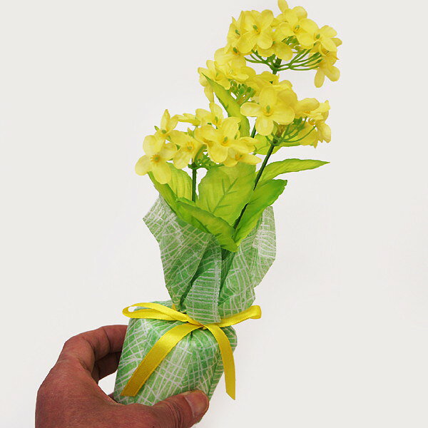 春の装飾　菜の花ラッピングポット　H26cm / 飾り ディスプレイ