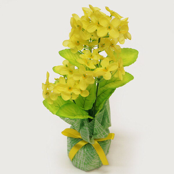 春の装飾　菜の花ラッピングポット　H26cm / 飾り ディスプレイ