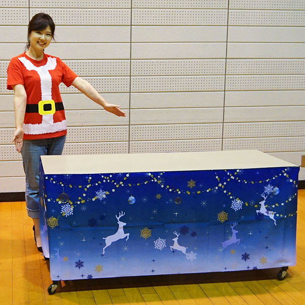 ウィンター 装飾　ワゴンなど腰巻き ロール幕　60cm×5m巻　トナカイ/動画有 / 冬 雪 ディスプレイ 飾り