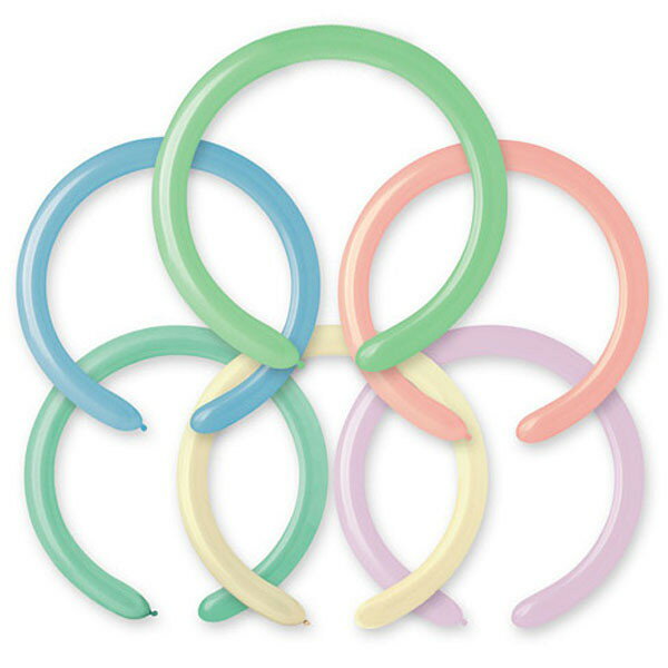 ペンシルバルーン 太さ5cm マカロンカラーアソート 100枚