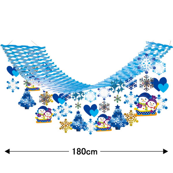 ウィンター 装飾　ソリ遊びウィンター プリーツハンガー　L180cm / ディスプレイ 吊り下げ 飾り 冬 雪