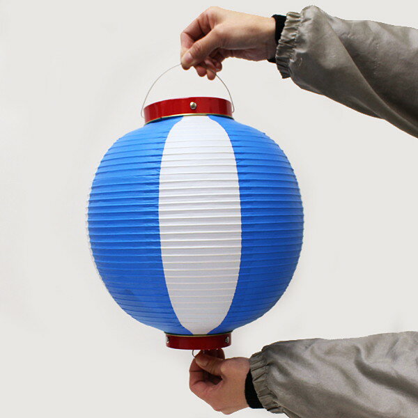 樂天商城 - ビニール尺丸張分ちょうちん　高さ30cm 青/白