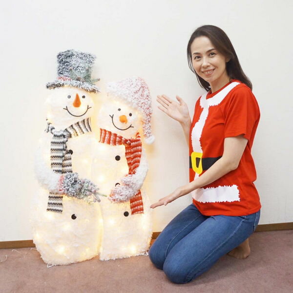 楽天イベントのミカタクリスマス装飾　LEDファブリックスノーマンカップル　H100cm / クリスマス イルミネーション 屋外 雪だるま