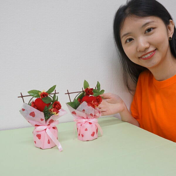バレンタイン装飾　ペアラッピングポット　H20cm　2個組 /動画有/ バレンタイン 飾り 卓上 小物 ディスプレイ
