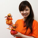 ハロウィン装飾　かぼちゃペアポット　H14cm / 動画有