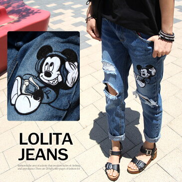 ロリータ ジーンズ LOLITA JEANS ショートパンツ デニム ディズニー コラボ ミッキー ワッペン■lo-575