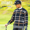 【DIVINER GOLF】ゴルフウェア メンズ セーター メンズ ニット メンズ ゴルフニット メンズ 長袖 セーター メンズ ニットセーター 長袖ニット チェック柄 ゴルフ ウェア 長袖 ゴルフ服 コンペ スポーツ カジュアル 冬 冬服 冬物 秋冬 メンズファッション お兄系 オラオラ系