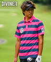 【DIVINER GOLF】ゴルフウェア メンズ ポロシャツ 半袖 ボーダー 速乾 半袖ポロシャツ メンズ ゴルフ おしゃれ ボタンダウン ネイビー ホワイト ピンク ゴルフ トップス 秋 秋服 秋物 秋冬 メンズファッション ディバイナーゴルフ