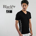 Vネック Tシャツ メンズ ブランド Tシャツ メンズ 半袖 黒Tシャツ メンズ カットソー 半袖 ロゴ Tシャツ スリム タイト 細身 夏 夏服 ..