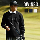 【DIVINER GOLF】ゴルフウェア メンズ セーター ブランド ニット メンズ 大きいサイズ クルーネック ロゴニット メンズ オフホワイト ネイビー ブラック ゴルフ トップス おしゃれ 秋 秋物 秋冬 メンズファッション ディバイナーゴルフ