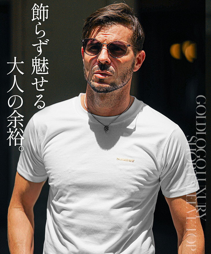 Tシャツ メンズ ロゴTシャツ タイト ワンポイント 半袖Tシャツ 黒 細身 Tシャツ 細い スリム カットソー 半袖 白Tシャツ 黒Tシャツ プリント ゴールド グレー ベージュ 夏 夏服 夏物 春夏 メンズファッション ちょいワル オラオラ系 joker ジョーカー
