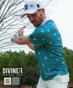 【DIVINER GOLF】 ゴルフウェア メンズ 春 ポロシャツ 半袖 ゴルフ ポロシャツ 半袖ポロシャツ 総柄 白 ホワイト ブルー XL XXL ゴルフ用...