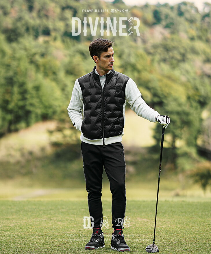 【DIVINER GOLF】 ゴルフウェア メンズ ダウンジャケット 袖切り替え ブルゾン スタンドジャケット ダウン メンズ 防寒 保温 蓄熱 アウター ジャンパー 圧着キルト ニットジャケット 上着 ゴルフ用 大きいサイズ XL XXL 冬服 ジョーカー ゴルフ ディバイナーゴルフ JOKER