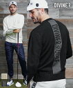 【DIVINER GOLF】 ゴルフウェア メンズ セーター ブランド ニット メンズ 大きいサイズ クルーネック ロゴニット ライン ニットセーター ホワイト...