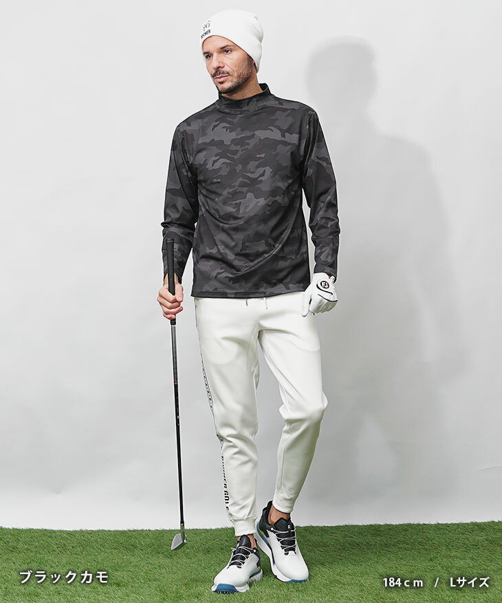 【DIVINER GOLF】 ゴルフウェア モックネック 長袖Tシャツ メンズ ロンT 大きいサイズ カモ柄 アンダーシャツ アンダーウェア ストレッチ カットソー インナー ゴルフ 長袖 春 春服 春物 春夏 メンズファッション スポーツ カジュアル シンプル ディバイナーゴルフ joker