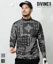【DIVINER GOLF】 ゴルフウェア モックネック 長袖Tシャツ メンズ ロンT 大きいサイズ ペイズリー柄 アンダーシャツ アンダーウェア ストレッチ ...