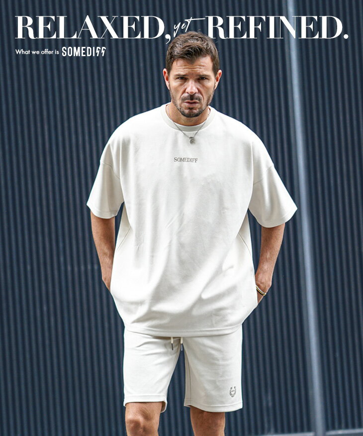 【クーポン利用で20％オフ！】 セットアップ メンズ セットアップ 半袖 ブランド オーバーサイズ Tシャツ ハーフパンツ ショーツパンツ ビッグTシャツ スウェード スエード ホワイト ブラック ブルー リゾート 夏 夏服 夏物 春夏 ちょいワル オラオラ系 JOKER ジョーカー - Image 2