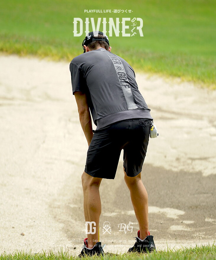 【DIVINER GOLF】 ゴルフウェア セットアップ メンズ 夏 半袖 モックネック ゴルフ 半袖 メンズ ハーフパンツ ストレッチ 伸縮 速乾 短パン 半ズボン 上下セット 2点セット スポーツ ロゴ ブランド 夏 夏服 夏物 春夏 メンズファッション joker ジョーカー ディバイナー