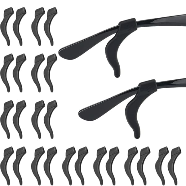 メガネロック 12組入り 眼鏡固定 耳フック メガネストッパー 耳 メガネ 眼鏡 滑り止め 固定 ずり落ち止め 柔らかい シリコン 男女兼用 スポーツ 快適 取替え 肌に優しい 黒