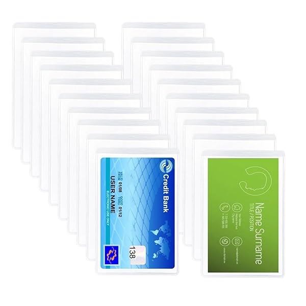 カード保護ケース 透明 軟質 20枚セット カード保護フィルム 両面透明 軽量 薄型 防水 防塵 防磁 カードケース IDカードホルダー 保護フィルム IC·IDカード 保険証 免許証 キャッシュカードに対応 (20枚の透明)