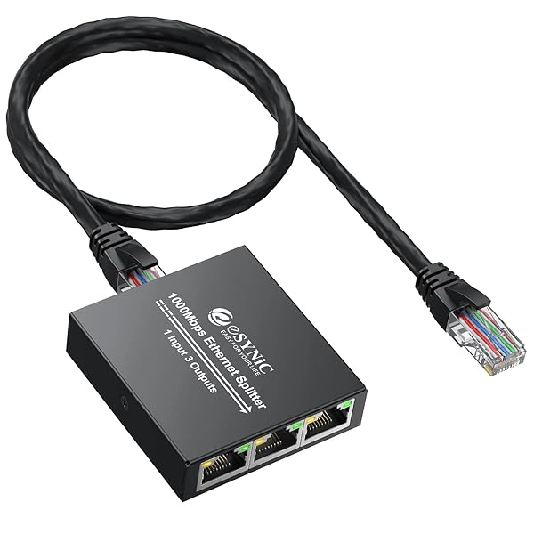 LAN分配器 ネットワークスプリッター 1入力3出力 RJ45 高速1000Mbps ギガビット 金属筺体 Cat8 Cat7 Cat6 Cat5 Cat5e対応 イーサネットスプリッタ プラグアンドプレイ スイッチングハブ LANケーブル ネットワ