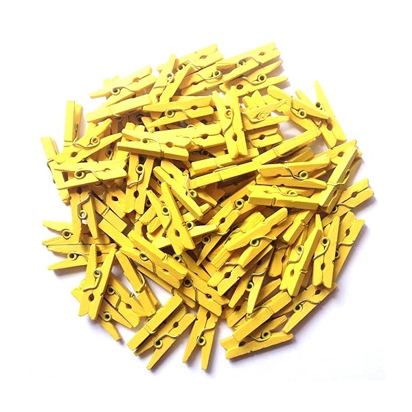 工芸木製ミニ洗濯バサミ、2.5センチメートル長、15色、1パック200個(黄)