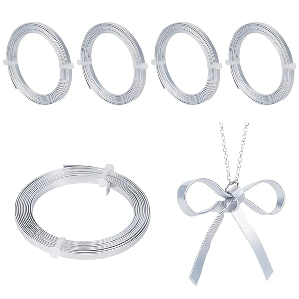 フラット ワイヤー アルミ線 5巻 アルミワイヤー 5x1mm 平角線 クラフトワイヤー 手芸 副資材 10m入り ..