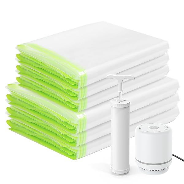 Umimile 布団圧縮袋 圧縮袋 布団 6枚組 120×100cm 3枚/100×80cm 3枚 ふとん圧縮袋 電動ポンプ付き 防塵..