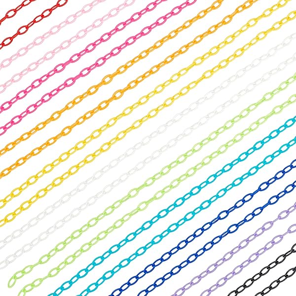22本 プラスチックチェーン ラスチックカーブチェーン 41cm 43cm 11色 メガネ用 ケーブルチェーン リンク ストラップチェーン ジュエリー作り