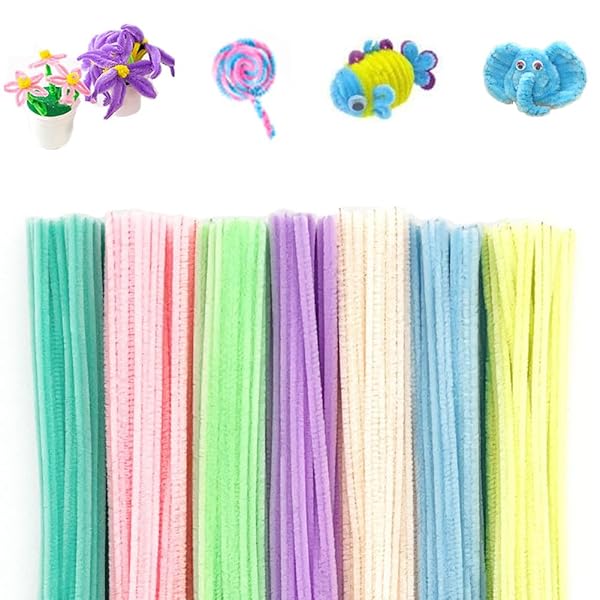 手芸モール 工作モール マカロン混色（7色）200本 カラーモール クラフトモール 骨格モール カラフル DIY飾り物 造形材料 学校 手作り素材 クリスマスツリー飾り