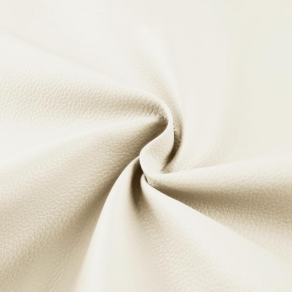 柔らかい人工合成皮革生地、100 x 137 cm人工皮革片、0.68 mm厚さのロール、エチレン軟包皮革材料、工芸品、リボン、DIY裁縫 に適している （クリーム色）