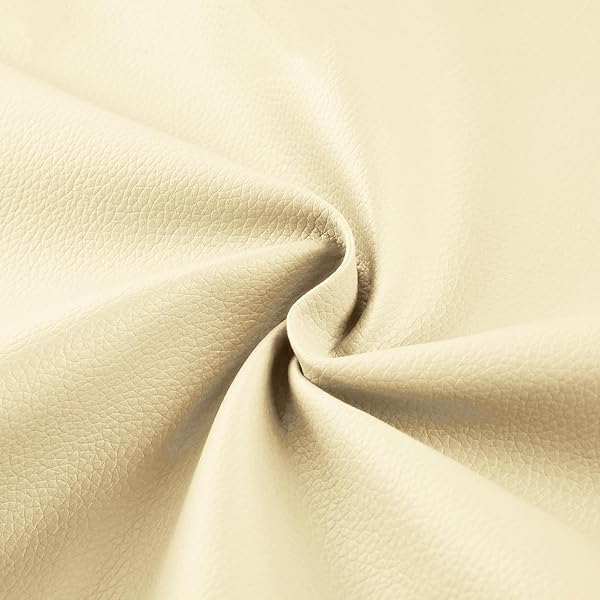 柔らかい人工合成皮革生地、200 x 137 cm人工皮革片、0.68 mm厚さのロール、エチレン軟包皮革材料、工芸品、リボン、DIY裁縫 に適している （クリーム入り）