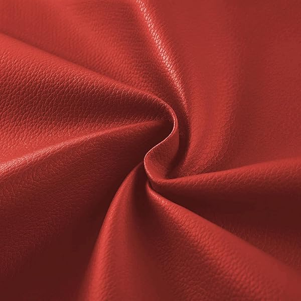 柔らかい人工合成皮革生地、100 x 137 cm人工皮革片、0.68 mm厚さのロール、エチレン軟包皮革材料、工芸品、リボン、DIY裁縫 に適している （赤）