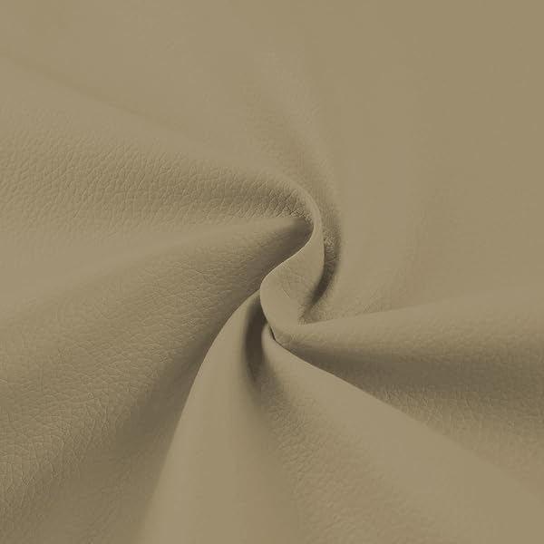 柔らかい人工合成皮革生地、100 x 137 cm人工皮革片、0.68 mm厚さのロール、エチレン軟包皮革材料、工芸品、リボン、DIY裁縫 に適している （カーキ）