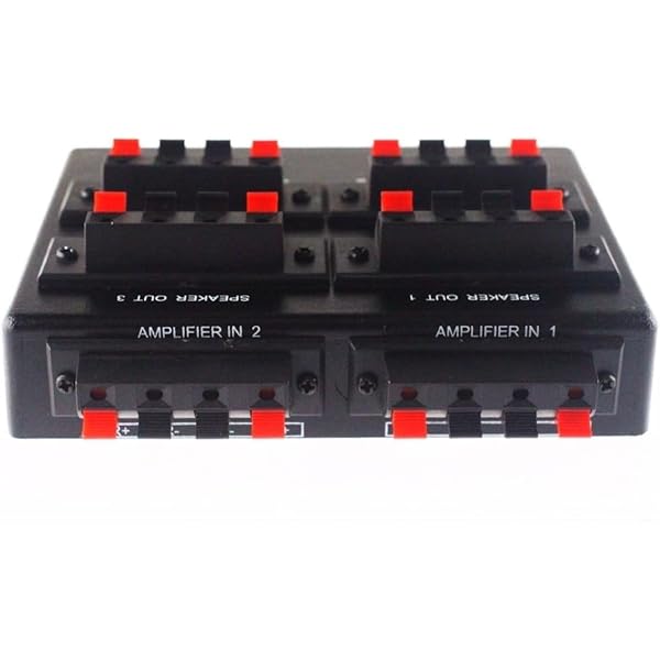 スピーカーセレクター スイッチ 2入力 4出力 切替器 オーディオ スプリッター プッシュ式ターミナル タイプ