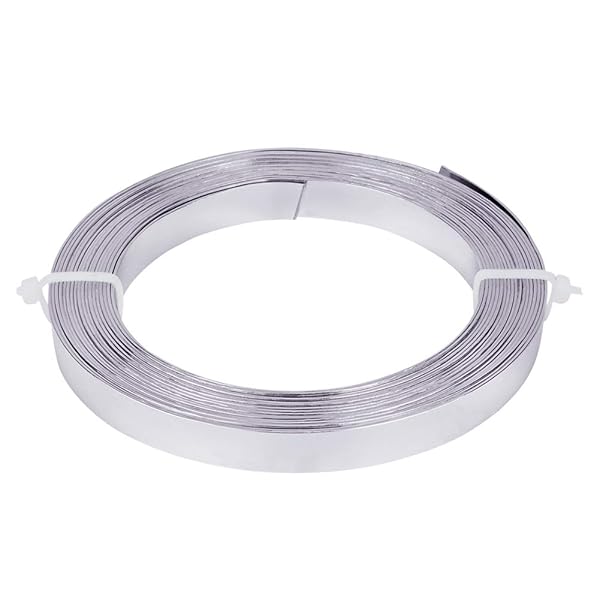 全長5m幅10mm 銀色アルミ線 平角線曲げる線 ジュエリー作り 工芸品 園芸 手作り素材 クラフト用
