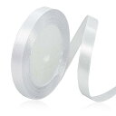 10mmホワイトサテンリボン、23メートル手芸用ホワイトファブリックリボン、ギフトラッピング、リボン、誕生日や結婚式の装飾