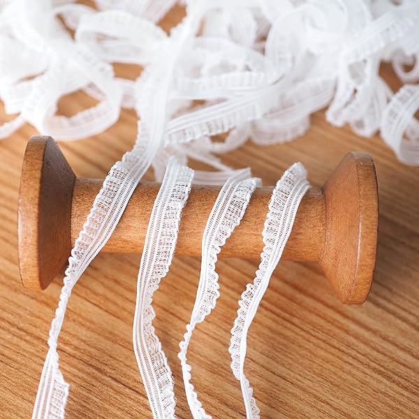 10m 極狭のフリルレース 弾力性のレース DIY補助材料 誕生日 クリスマス ギフト 装飾材料 縫製素材 人形飾(透明,幅6mm)