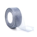 オーガンジーリボン 太め リボン 手芸 長さ45m×4cm幅 巻 オーガンジーリボン 透け感 質感がよい 母の日 装飾用 手芸材料 (シルバーグレー)